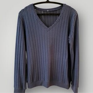 Source Unknown V-Neck Ribbed Sweater - Blue